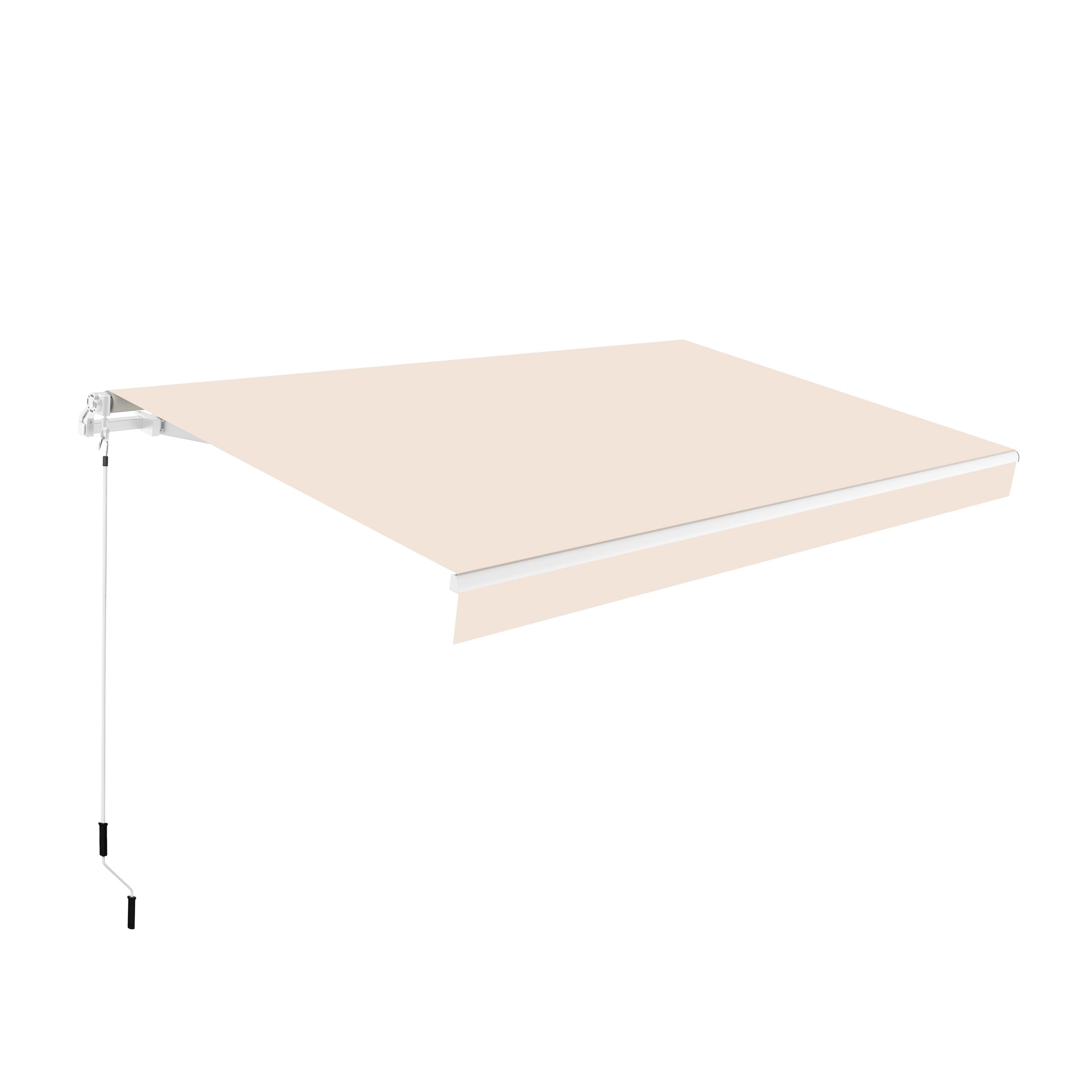SmartSun - Tenda da sole per esterni ecru, manuale, 4 x 2,5 m, per terrazza, balcone o giardino, struttura retrattile, antracite, alluminio robusto, tessuto in poliestere, avvolgibile, manovella