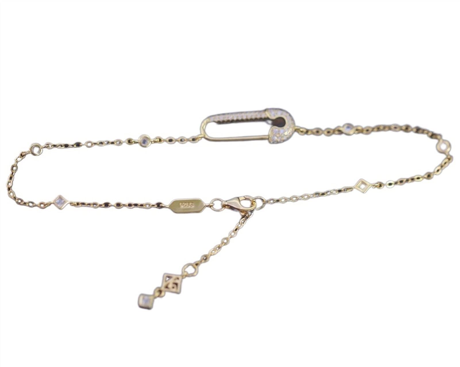 Fußkettchen, Fußkettchen 925 Silber Mädchen AK S925 Silber Topf Goldene Brettkette kann die Fußkette anpassen (02)