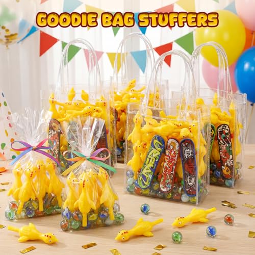 POPLAY 42PCS Flying Chicken Slingshot, Valentines Party Favors Treasure Box Toys for Kids, Flicking Rubber Chickens Finger Toys for Birthday Party Activity Gift, Classroom Prizes, Goodie Bag Stuffer