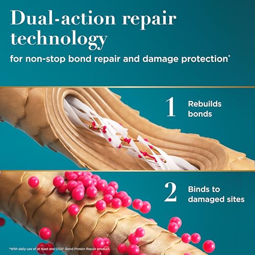OGX Repair & Protect Bond Protein Repair Shampoo, Lightweight Hair Wash Cleanses & Targets Damaged Hair for Effective Bond Repair, Formulated without Parabens, 13 fl. oz - image 4