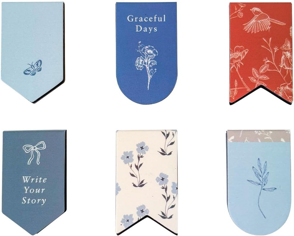 FranklinCovey - Elegant Daydream Planner Love Magnet Clips | Magnetic Bookmarks with 6 Different Floral Designs (6 Pack)