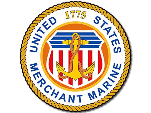 American Vinyl Round US Merchant Marines 1775 Insignia Sticker (Logo Seal Navy Naval Cadet)