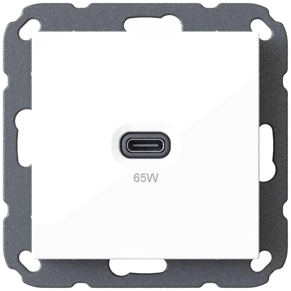 Podtynkowa stacja ładująca USB, USB-C 65 W, biała lub