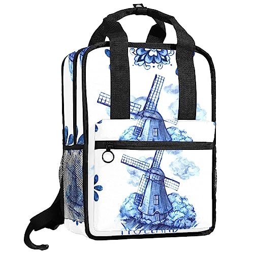 Sac à dos bleu multicolore avec bandoulière réglable pour filles 12cm