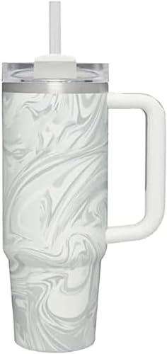 Vaso de 30 onzas con asa y pajilla, vasos aislados con tapa y pajilla, botella de agua de acero inoxidable de 30 onzas, para deportes al aire libre,