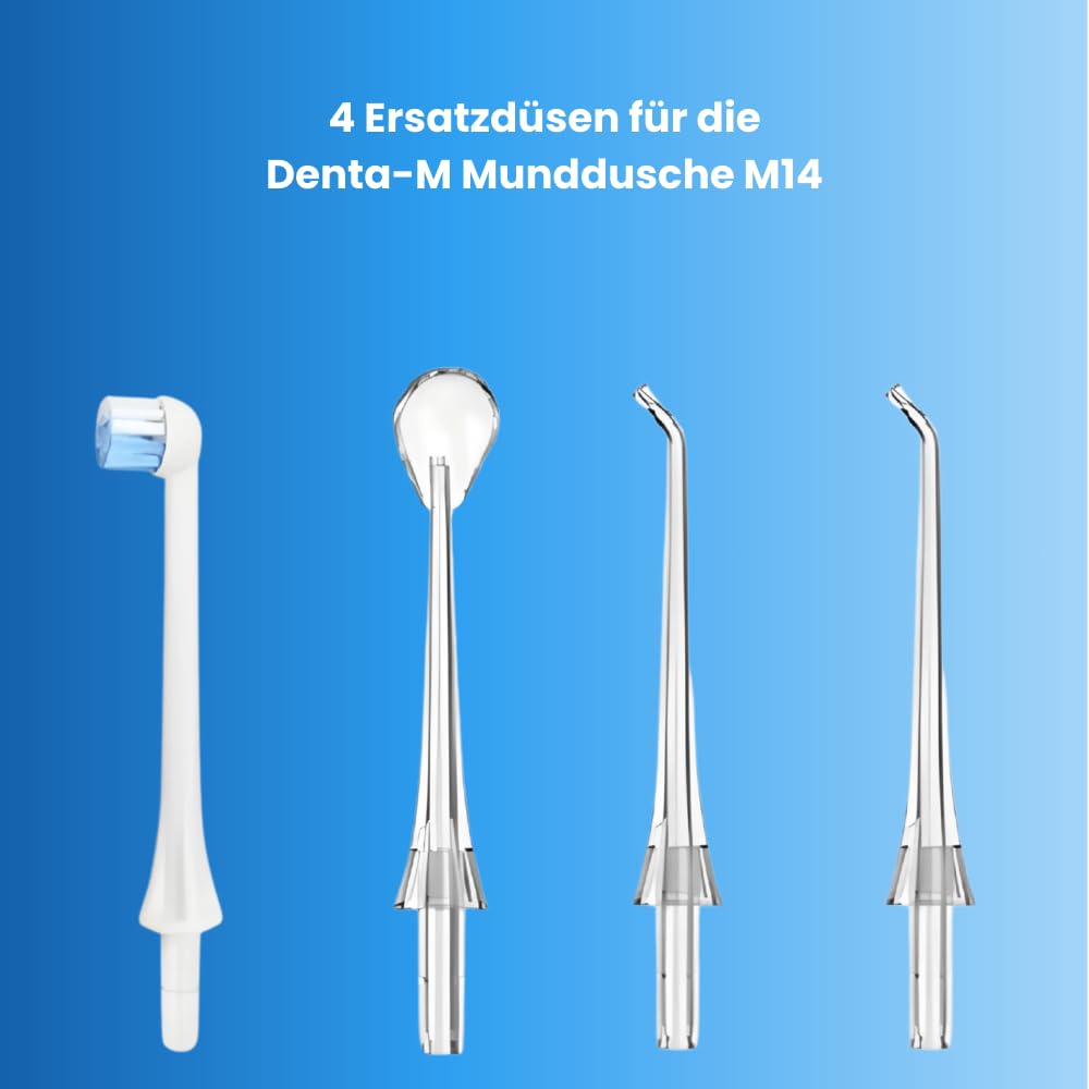 Munddusche Set mit 4 Ersatzdüsen – DM14 Water Flosser – Kabellose Zahndusche mit 4 Modi, 310 ml Tank, IPX7 wasserdicht