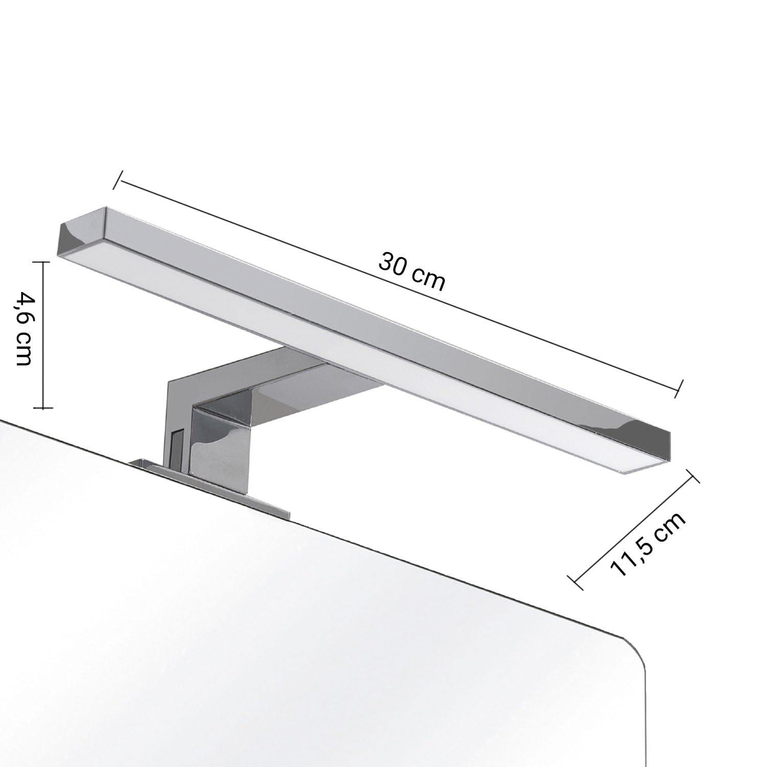 Gedy LED lámpara de Espejo de baño 4,92W 30cm Cromo Madeira 4943-30
