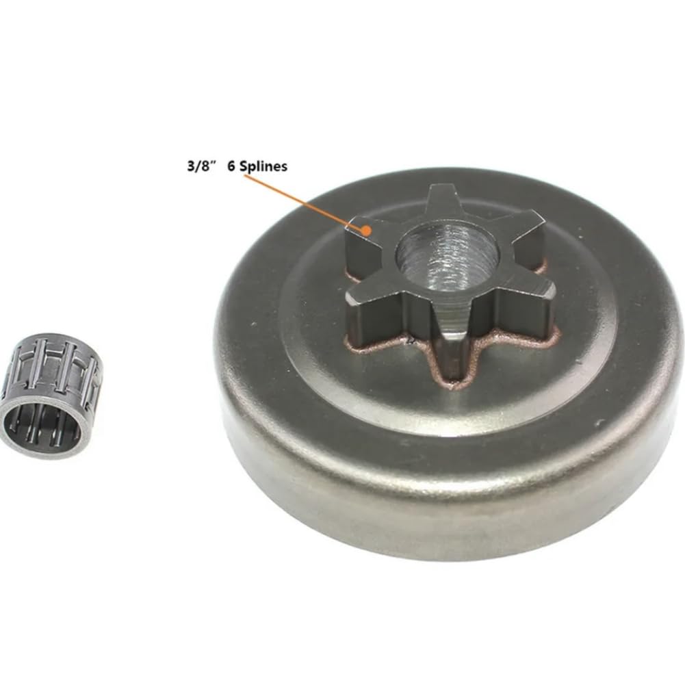 Piñón Recto 6T Rodamiento de Agujas 175-005-39133 Compatible con KIORITZ CS-3500 CS-350TES CS350WES Tambor de Embrague de Motosierra de 14 Pulgadas
