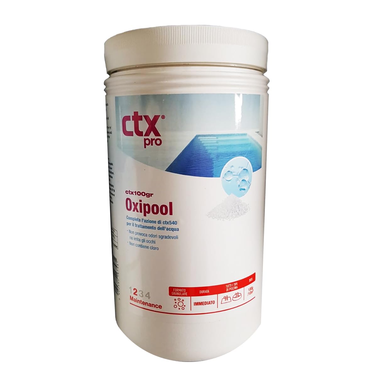 AcquaHOME® CTX 100 OXIPOOL GRANULARE 1 KG + CTX 540 ANTIALGA LIQUIDO 1 LITRO - KIT TRATTAMENTO COMPLETO A BASE DI OSSIGENO ATTIVO (NON CONTIENE CLORO) PER PISCINA SPA IDROMASSAGGIO