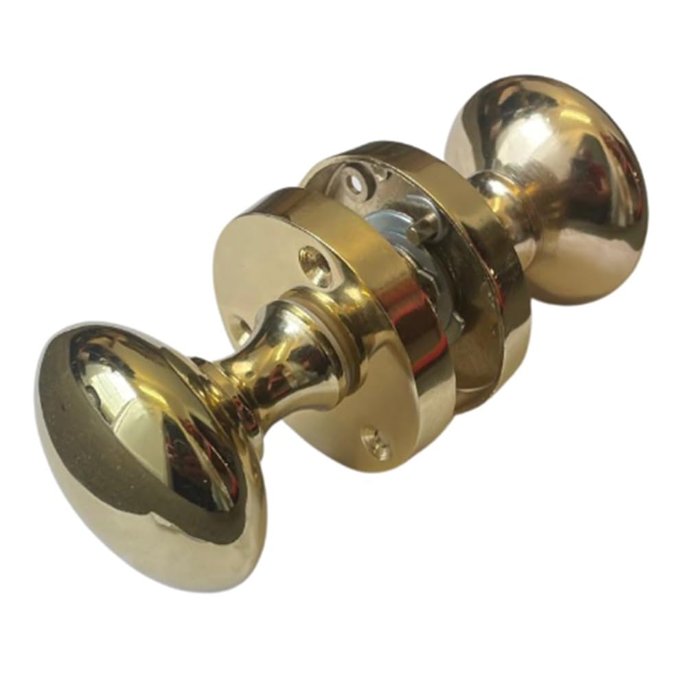 Epsom Door Handle Victorian Style Brass Plated Round Door Knobs Set of 1 Pair 56mm Rose 52mm Knob Sprung Interior/Exterior Mortice Door Knob Handles (no Latch Included)