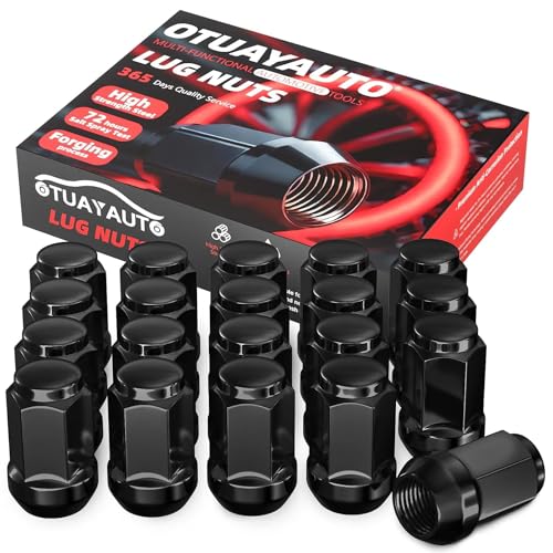 OTUAYAUTO M12x1.5 Lug Nuts - 20PCS Black Lug Nuts Replacement for Chevrolet Cruze Equinox Malibu Trax Honda Accord Civic Dodge Journey Grand Caravan Ford Fusion Focus Escape Jeep Compass