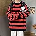 Men Casual Long Sleeve Striped Sweaters Oversized Knit Pullover Autumn Winter Fashion Sweater Jumpers Tops Black Red