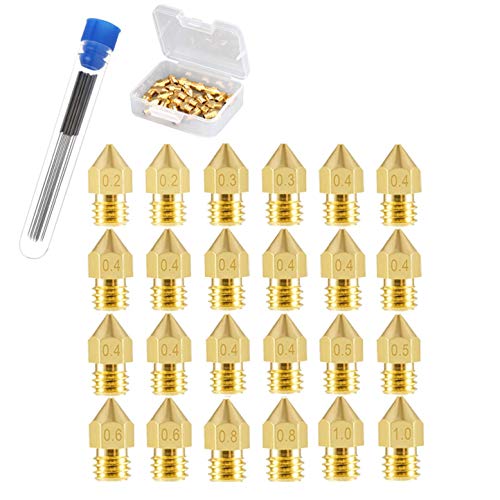 JZK Set 24 STKS 3D Printer nozzles MK8 extruder nozzles en Cleaning Naalden, 0.2mm 0.3mm 0.4mm 0.5mm 0.6mm 0.8mm 1.0mm extruder Print Head voor makerbot creality cr-10 Ender 3 5