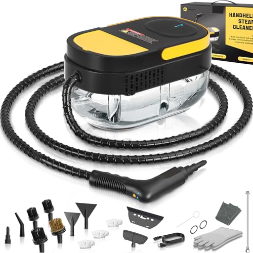 Gautye Steam Cleaner, 3 Level Adjustable Handle, 15s Heat Up, 1.69 Quarts Tank, Portable Steamer for...