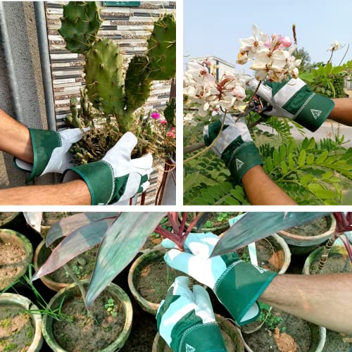 ITC Gardening Gloves for Men & Women, Heavy Duty Leather Garden Gloves, Thornproof & Breathable Work Gloves for Weeding, Planting, Pruning, and DIY Outdoor Tasks