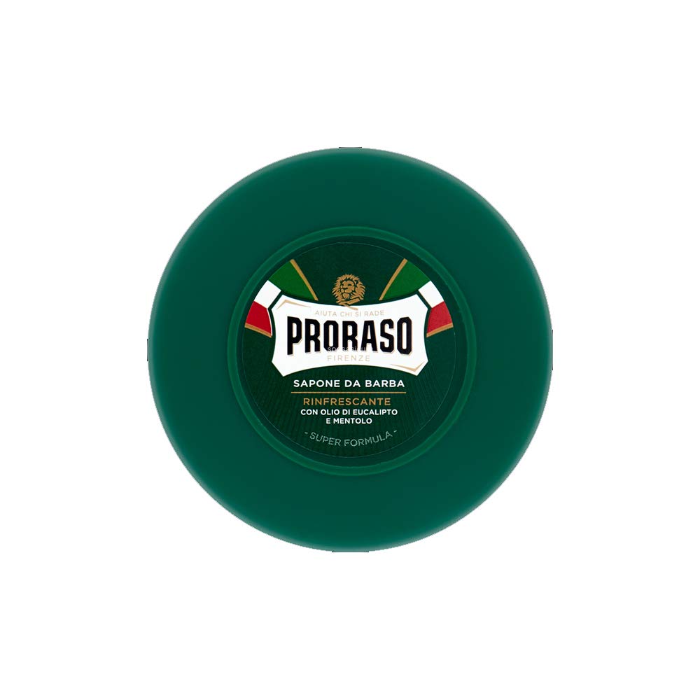 PRORASO - Jabón de afeitar (12 unidades, 150 ml, con aceite de eucalipto y mentol)