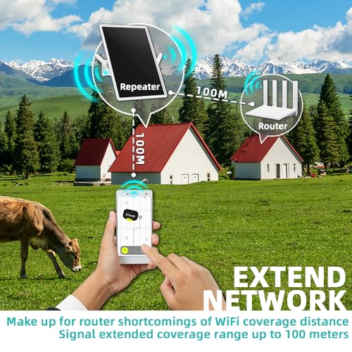 CLCTEK® WiFi Extender Signal Booster Solar Battery Outdoor, Long Range up to 300-feet, Internet 2.4G WiFi Extender Booster, Wireless Signal Booster WiFi Repeater 300Mbps,for 2.4G Modem Router (17in) - Image 4