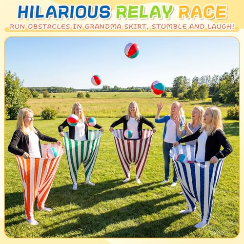 Ceenna 8 Sets Giant Granny Pants Outdoor Game, Inflatable Ball Relay Set - image 3