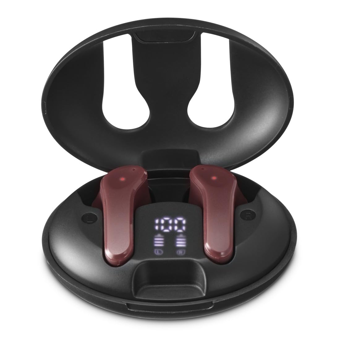 Hama "Spirit Unchained Ecouteurs Bluetooth® sans Fil USB C - 16H d'Autonomie, Charge Rapide & QI, Commande Tactile, Assistants Vocaux Siri/Google - Noir/Rouge