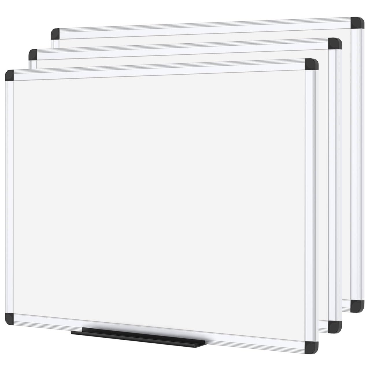 VIZ-PRO Magnetic Dry Erase Board, 24 X 18 Inches,3 Pack, Silver Aluminium Frame