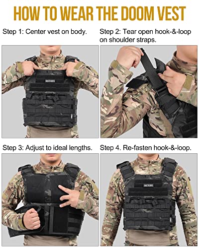 Image of ONETIGRIS DOOM Airsoft Tactical Vest, Adjustable MOLLE Combat Vest for Men