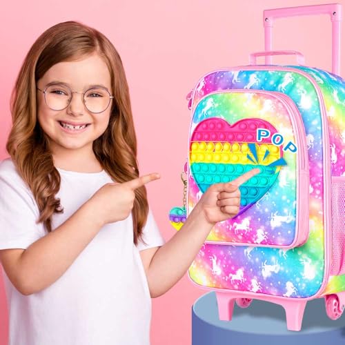 Image of CCJPX Kids Luggage for Girls, Cute Unicorn Suitcase Rolling with Wheels, Travel Carry on for Children Toddler Elementary - Pink
