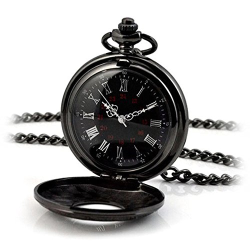 Black Pocket Watch Classical Mens Pocket Watch Retro Steampunk Pattern Quartz Roman Numerals Pocket Watch - Image 5