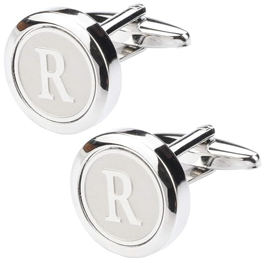 Mens Classic Stainless Steel Initial Cufflinks 26 Alphabet Initial Letter Cufflinks Business Wedding Shirts A-Z