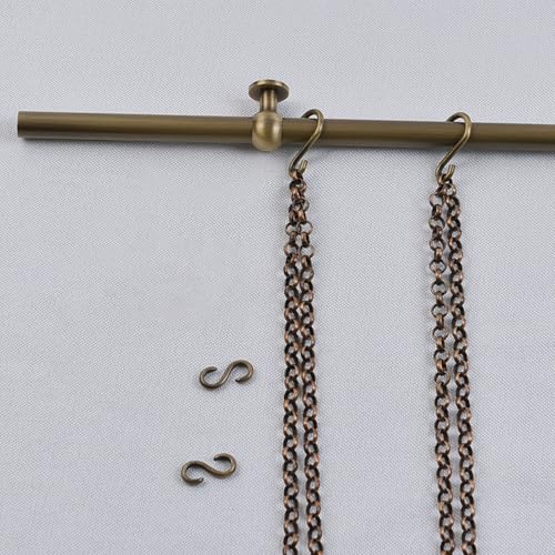 Innovz Colgador Cuadros Sistema de Riel para Cuadros de Latón para Colgar Obras de Arte, Ganchos y Cadenas Resistentes para Rieles de Cuadros, Herramienta Dorada(Bronze,20in/50cm)