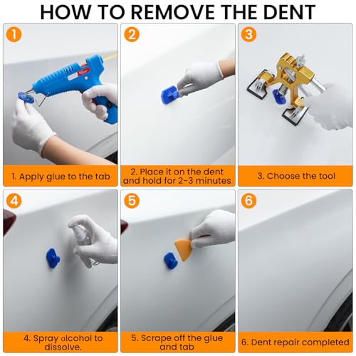 Image of Car Dent Puller Kit, Paintless Dent Removal Kit, Car Dent Repair Kit with Golden Lifter, Dent Remover Tool for Car Hail Damage DIY Repair