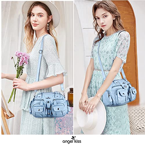 Image of Angel Kiss Hobo Crossbody Purses for Women Shoulder Bag Multipocket Soft Hobo Purses Removable Strap Leather Handbags