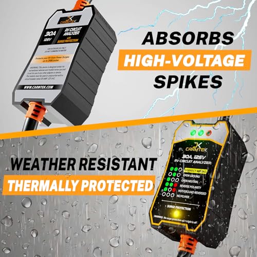 CARMTEK RV Surge Protector 30 Amp - RV Circuit Analyzer with Integrated Smart 30 Amp Surge Voltage Protection with Grip Handles - Image 4