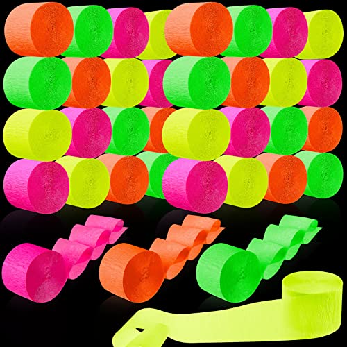 Image of Outus 1181ft Glow in The Dark Party Streamers Neon Party Crepe Paper Rolls