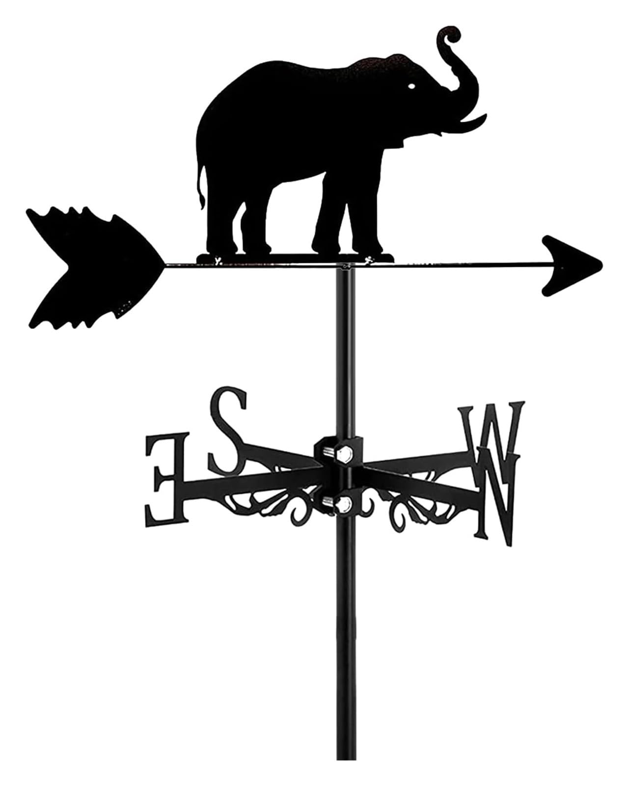 TAXXII Elephant Metal Weathervane,Animal Weather Vane with Roof Mount Handmade Weathercock Garden Decorations for Outdoor Yard Decor