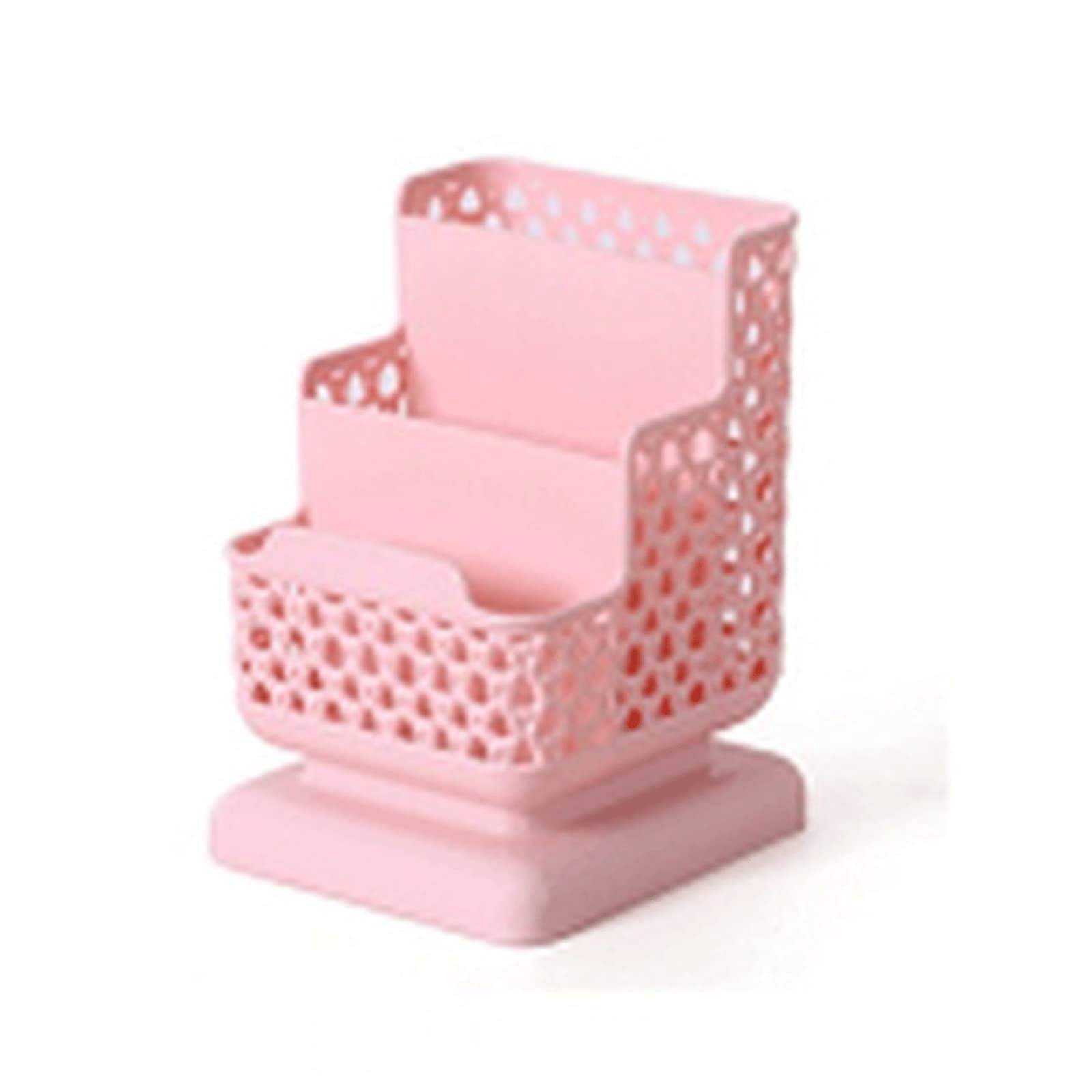 JINGYAN Pencil Holders Rattan Plastic Pen Holder Multifunctional Hollow Desktop Stationery Pencil Case(Pink)