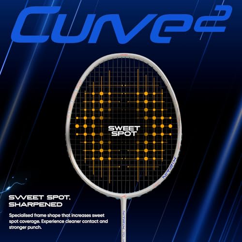 Image of Hundred Nitrix 70 Volta Badminton Racket with Full Cover|≤32 lbs | Head-Heavy Power & Speed | Premium Carbon Build | Aggressive Smashes & Quick Clears (White /Copper)
