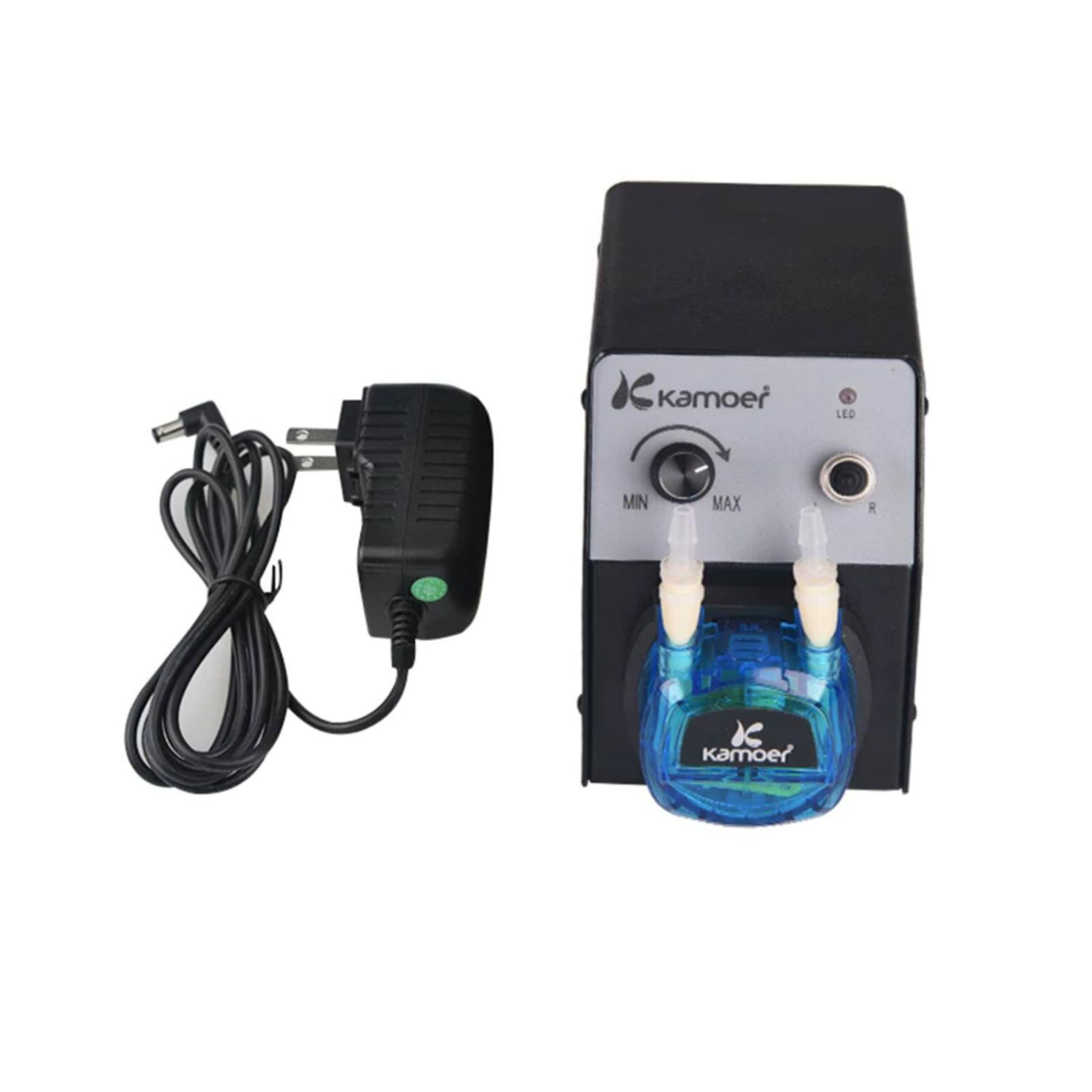 Kamoer KCP PRO2 Pompe péristaltique 12V petite pompe doseuse à vitesse | pour expérience chimique en laboratoire, tube Norprene #3,2 mm × 6,4 mm, 40-210 ml/min, avec adaptateur secteur