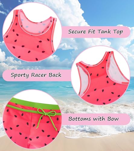 Image of Belovecol Girls Swimsuits Two Piece Tankini Bathing Suits Boyshort Summer Beach Swimwear 4-16Y Removable Bra Pads Above 12Y