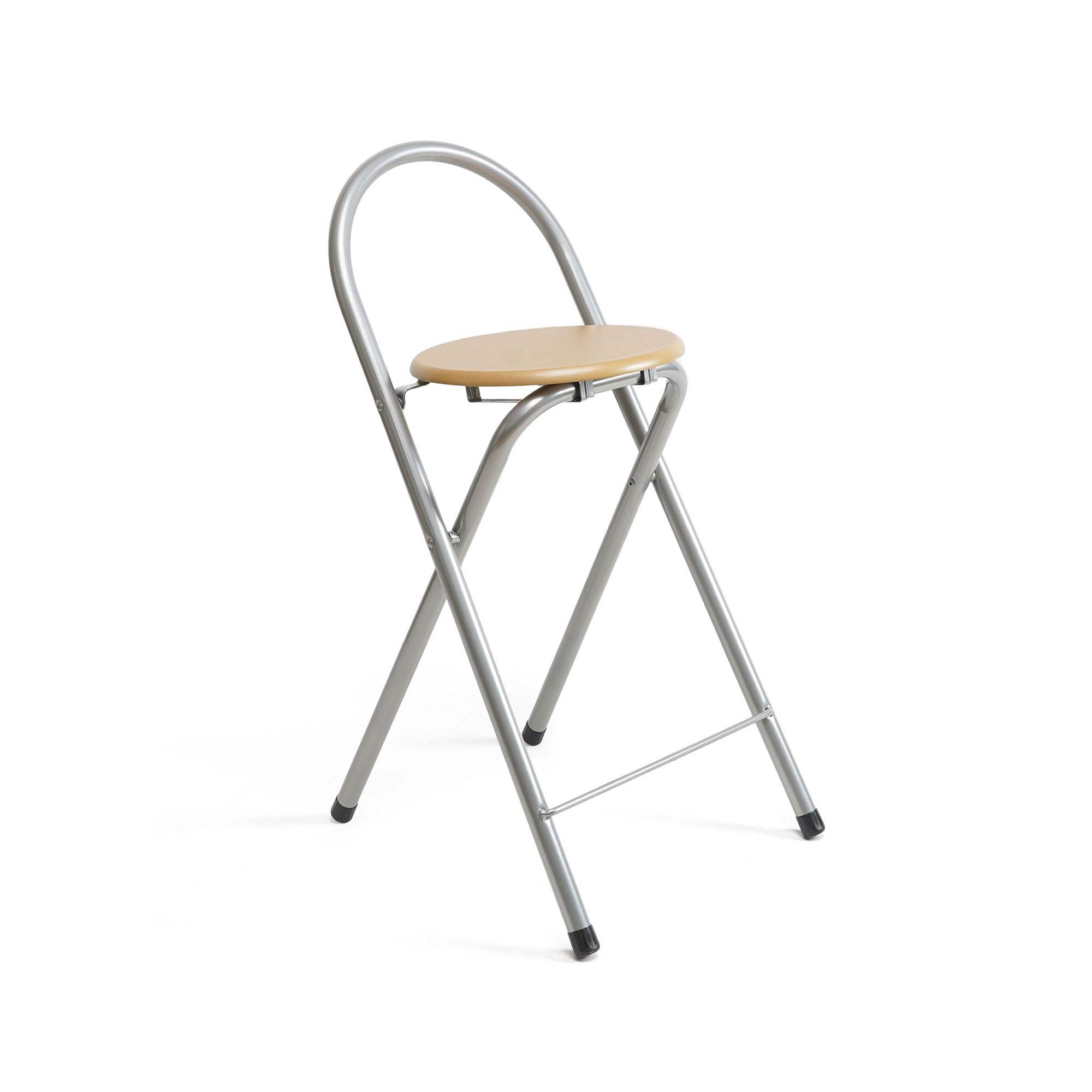 thesecrethome.es - Pack de 1, 2 o 4 Taburetes Plegables con Respaldo - Sillas Plegables de Metal y Madera - Ideales para Cocina, Terraza o Jardín - Alto. 80 cm x Largo 40 cm (1 Unidad)