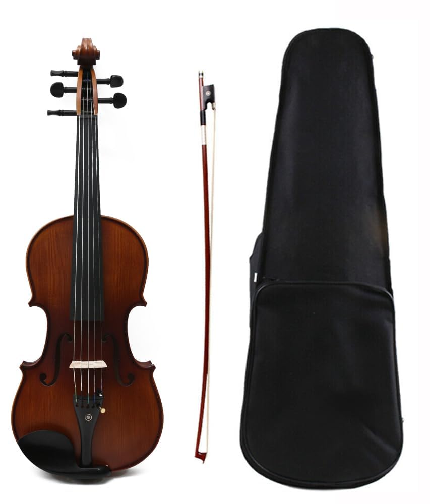 5 String Acoustic Violin 4/4 Maple Spruce Ebony Fittings Free Case & Violin Bow (1 fine tuners)
