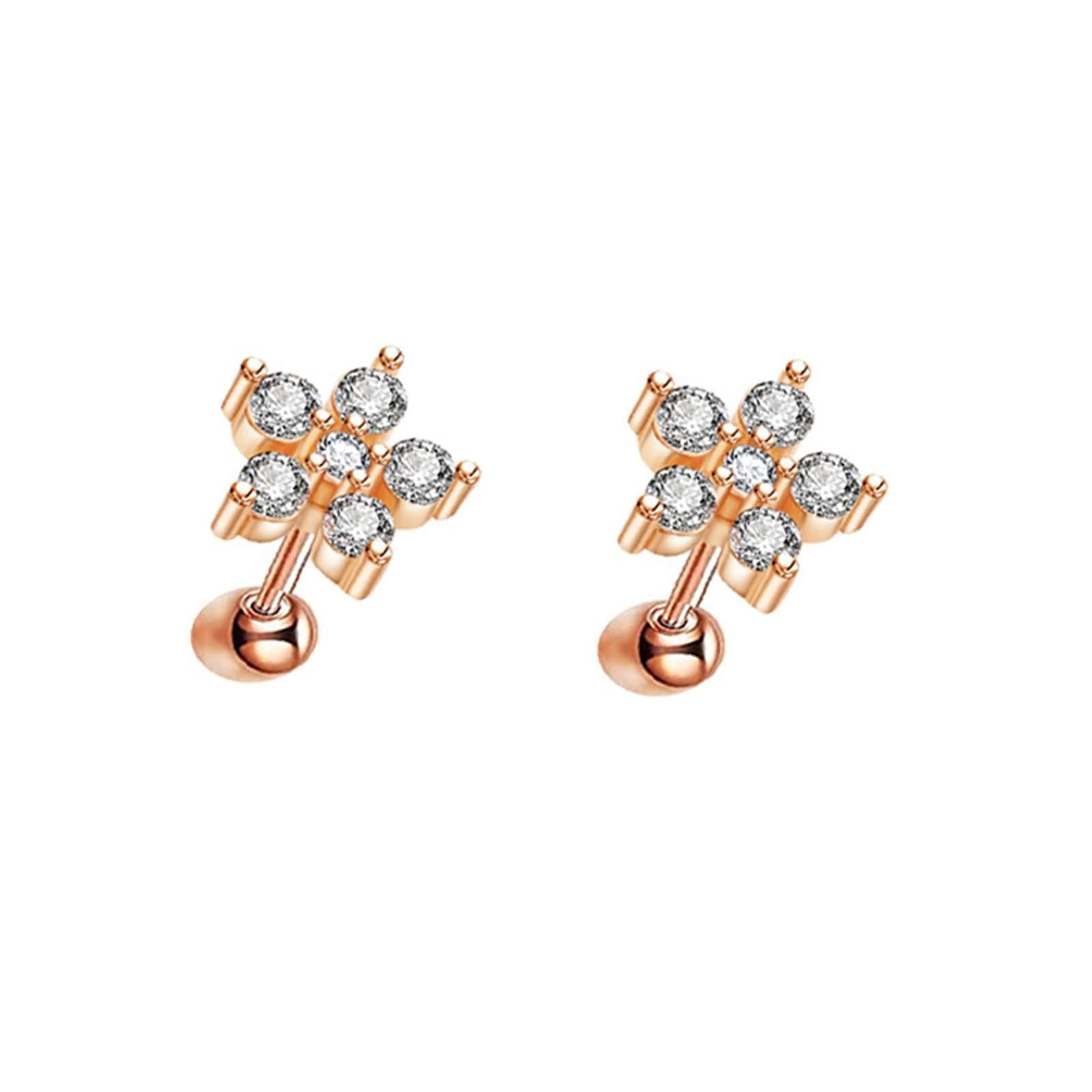 Pendientes de oro real 750, para mujer, diseño de flor con moissanita, pendientes de boda para mujer, oro amarillo