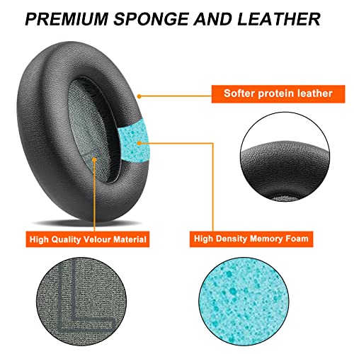 Replacement Ear Pads Cushions for Anker Soundcore Q20/Life 2 - Black | (Not fit Life2 Neo) Earpads with Softer Protein Leather, Noise Isolation Foam miniatura 3