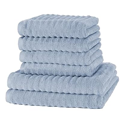 Merana OSLO Handtuch Set | schnelltrocknend, weich & fusselfrei | Frottier Luxus Qualität | 100% Baumwolle Frottee | OEKO-TEX | 590 GSM | Geschenkset | Hellblau (6er Sparset | 4 Handtuch, 2 Duschtuch)
