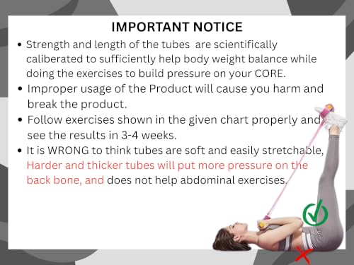 Image of yeMaaR's pink 6 tube Tummy Trimmer Abs Workout Equipment Exercise Equipment pedal resistance band Stomach Exercise Leg Exercise Belly Fat Burner for Men and Women Pull Reducer