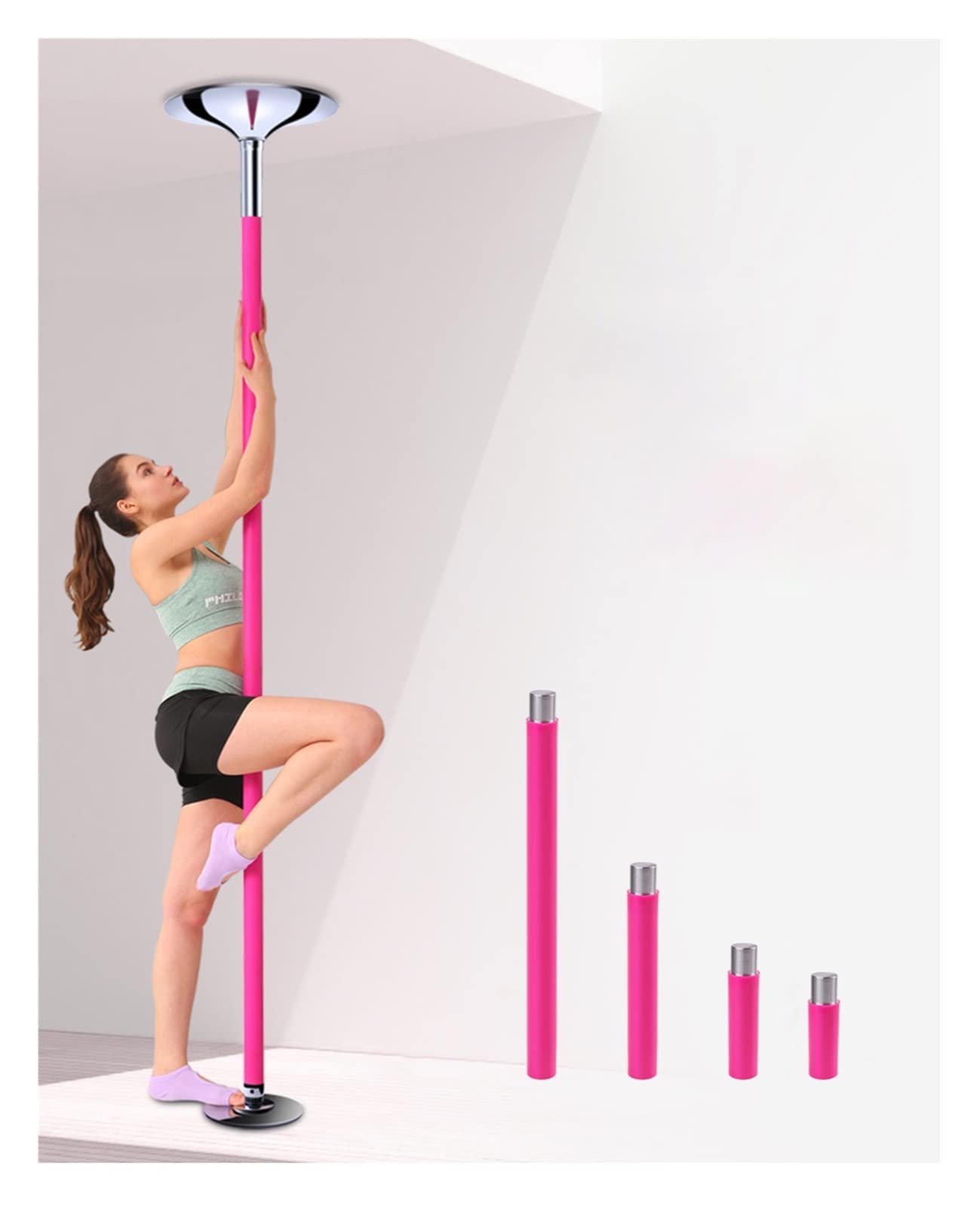 Poteau de danse portable rose en silicone grand format haute charge