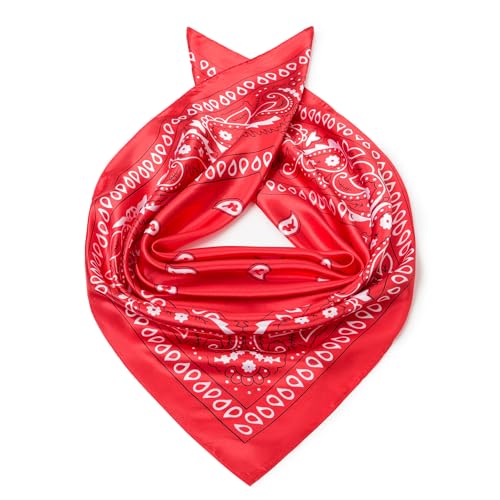 Image of 35 inch Men's Silk Cowboy Scarf - Oversized Western Bandana Neckwear, Large Square Scarf with Gift Packaging