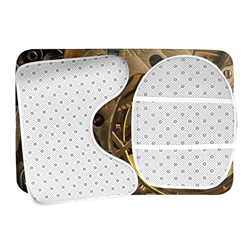 SHEYZYLTD Badematte + Konturmatte + Toilettendeckelbezug Cool Steampunk Gears 3 Stück Badematten Set, mit rutschfester Klebeunterseite – Bild 7