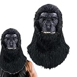 PINTLE Black Gorilla Headgear - 2023 New Horror Full Head Animal Face Covers, Halloween Gorilla Ma-sk for Cosplay Costume Accessories