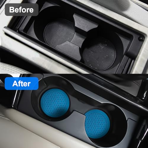 Image of Mandark 4PCS Car Cup Holder Coasters, 2.75 Inch Non-Slip Insert Water Bottle Holder Pads, Dustproof Automotive Interior Accessories Mat, Universal for Vehicles, Trucks, RVs and More (Light Blue)