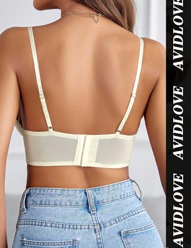 Image of Avidlove Bralette Wireless Lace Camisole V-Neck Double-Layered Crop Top